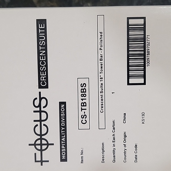 NIB Focus Cresent Suite 18" Towel Bar Pollished Chrome (Have 3 this is for 1) - Picture 7 of 8